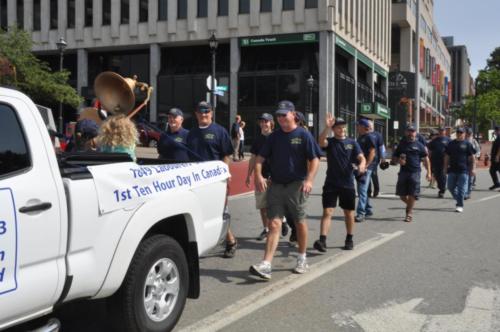 ILA Local 273-Longshoremen march in the parade. (Photo: Peter Walsh)